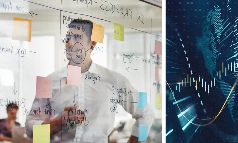 Man Focused On Analyzing Data On Whiteboard